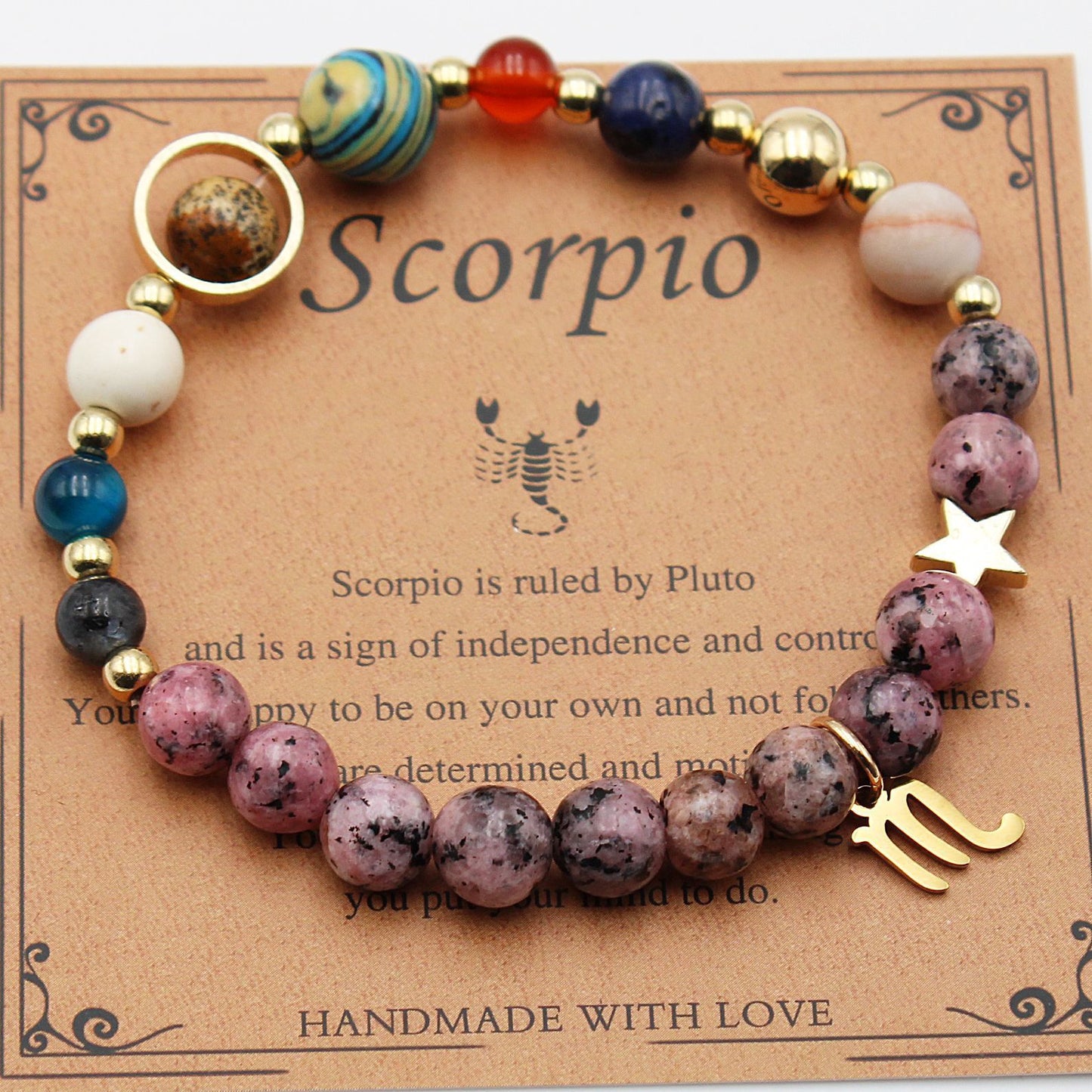 Eight Planets 12 Constellation Bracelet Natural Stone Hemp Stone