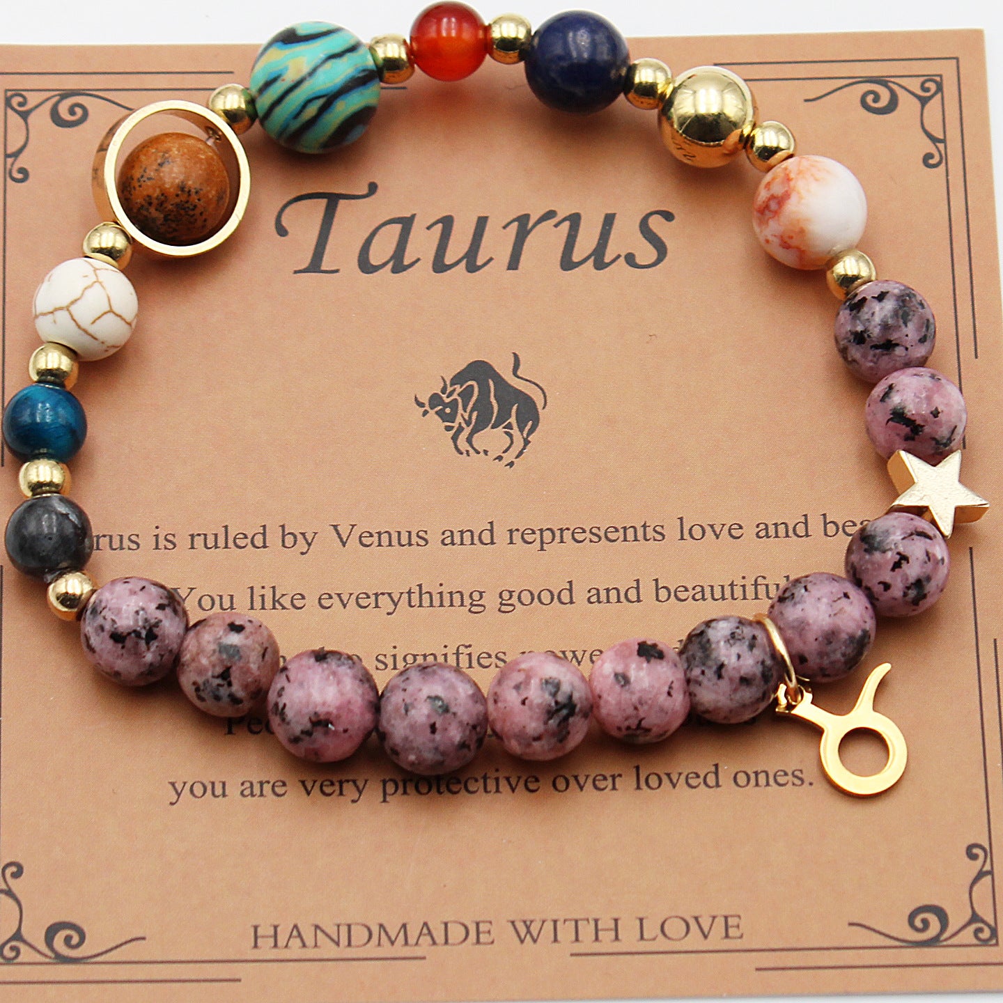 Eight Planets 12 Constellation Bracelet Natural Stone Hemp Stone